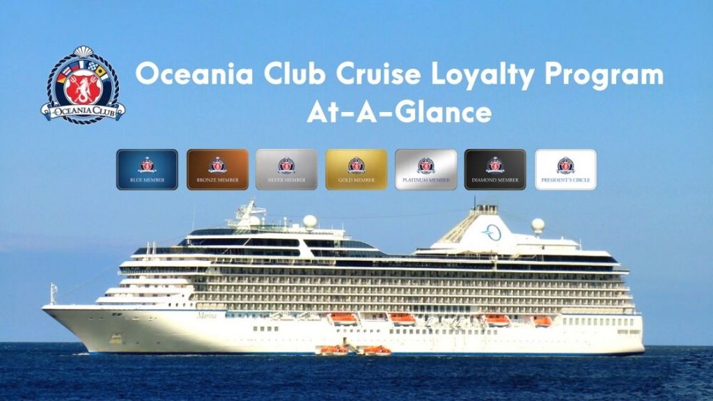 Photo of Oceania cruise ship with Oceania club loyalty cards.